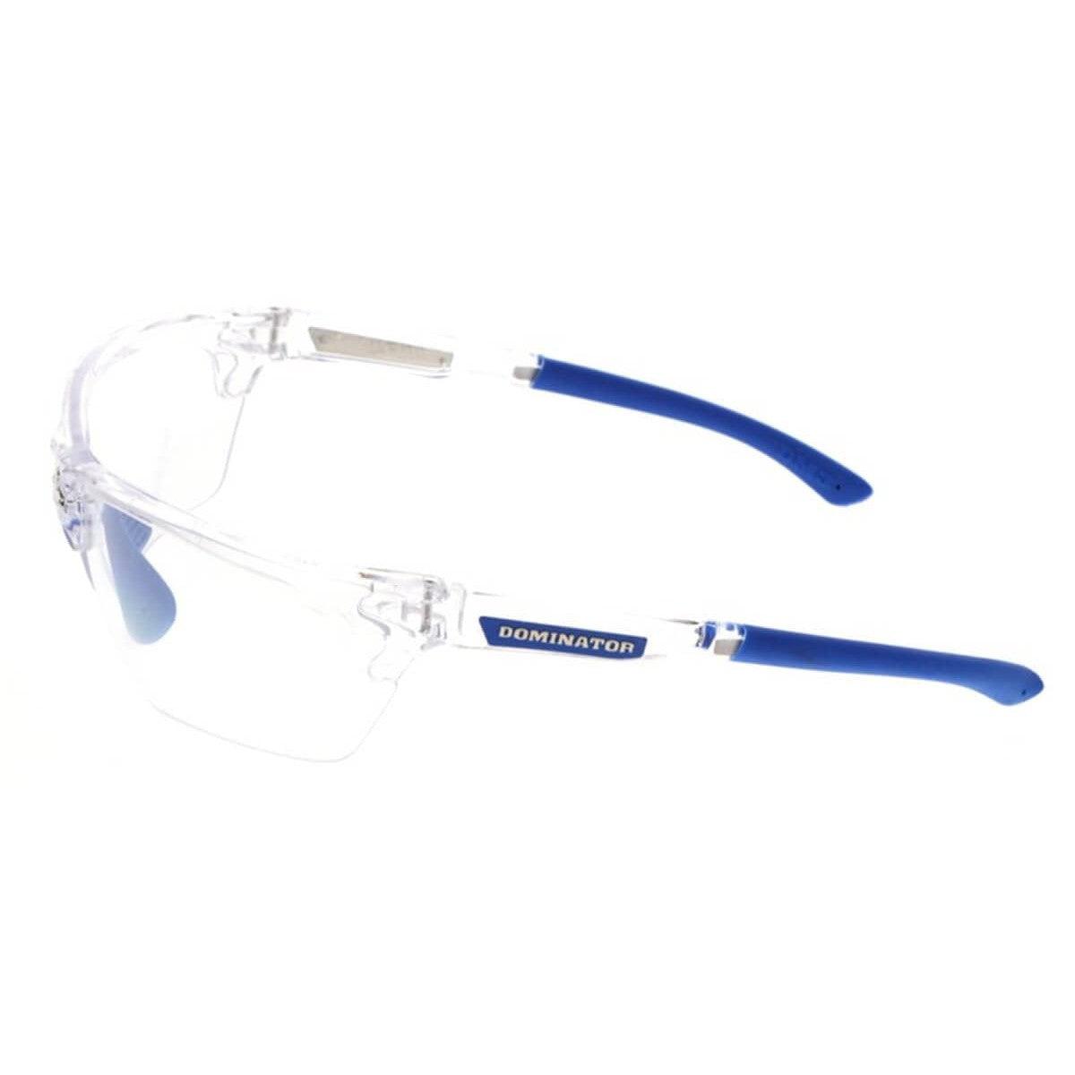 Crews Dominator 3 Safety Glasses with Clear Frame and Indoor-Outdoor Lens Side View