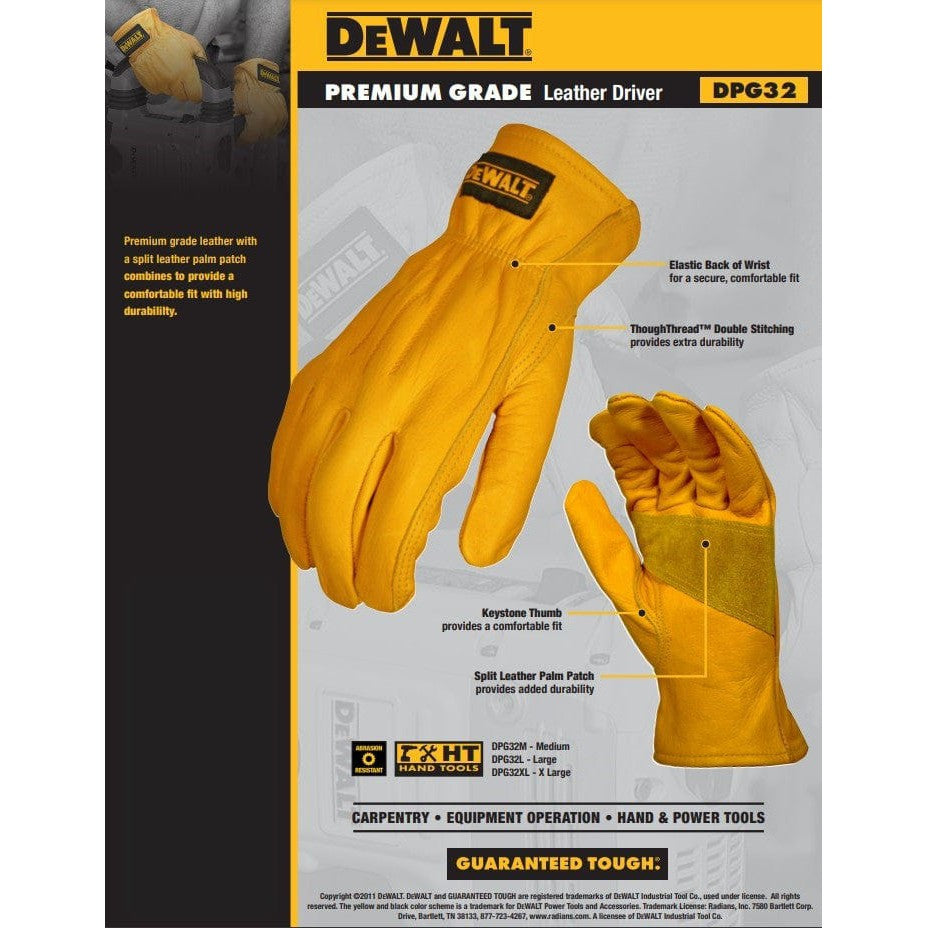 DeWalt DPG32 Premium Grade Leather Driver Gloves Key Features