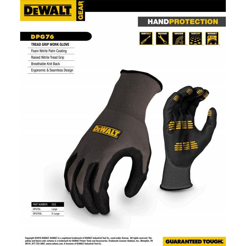 DeWalt DPG76 Tread Grip Work Gloves Info