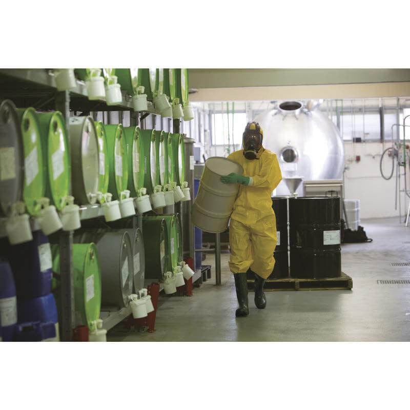 DeltaPlus Deltachem Coveralls With Taped Seams and Elastic Hood - In use