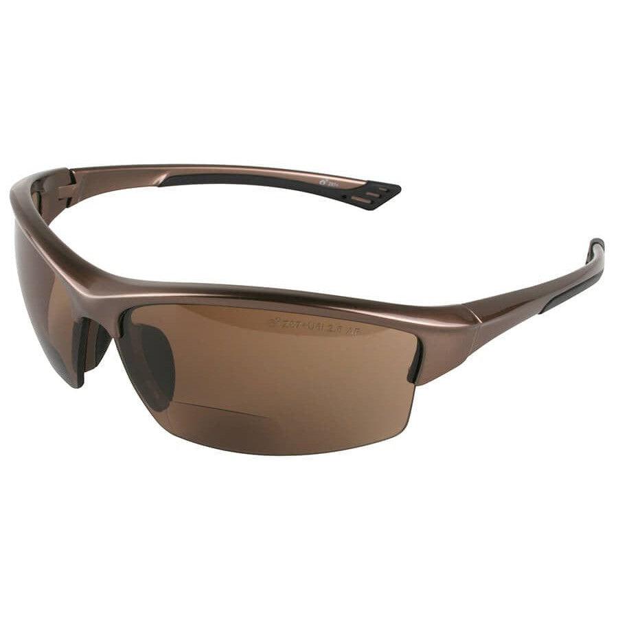 Delta Plus Sonoma RX-350B Bifocal Safety Glasses with Brown Anti-Fog Lenses left lens close up view