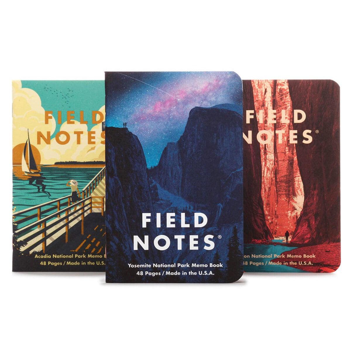Field Notes National Parks 3-Pack, Yosemite, Zion, Acadia