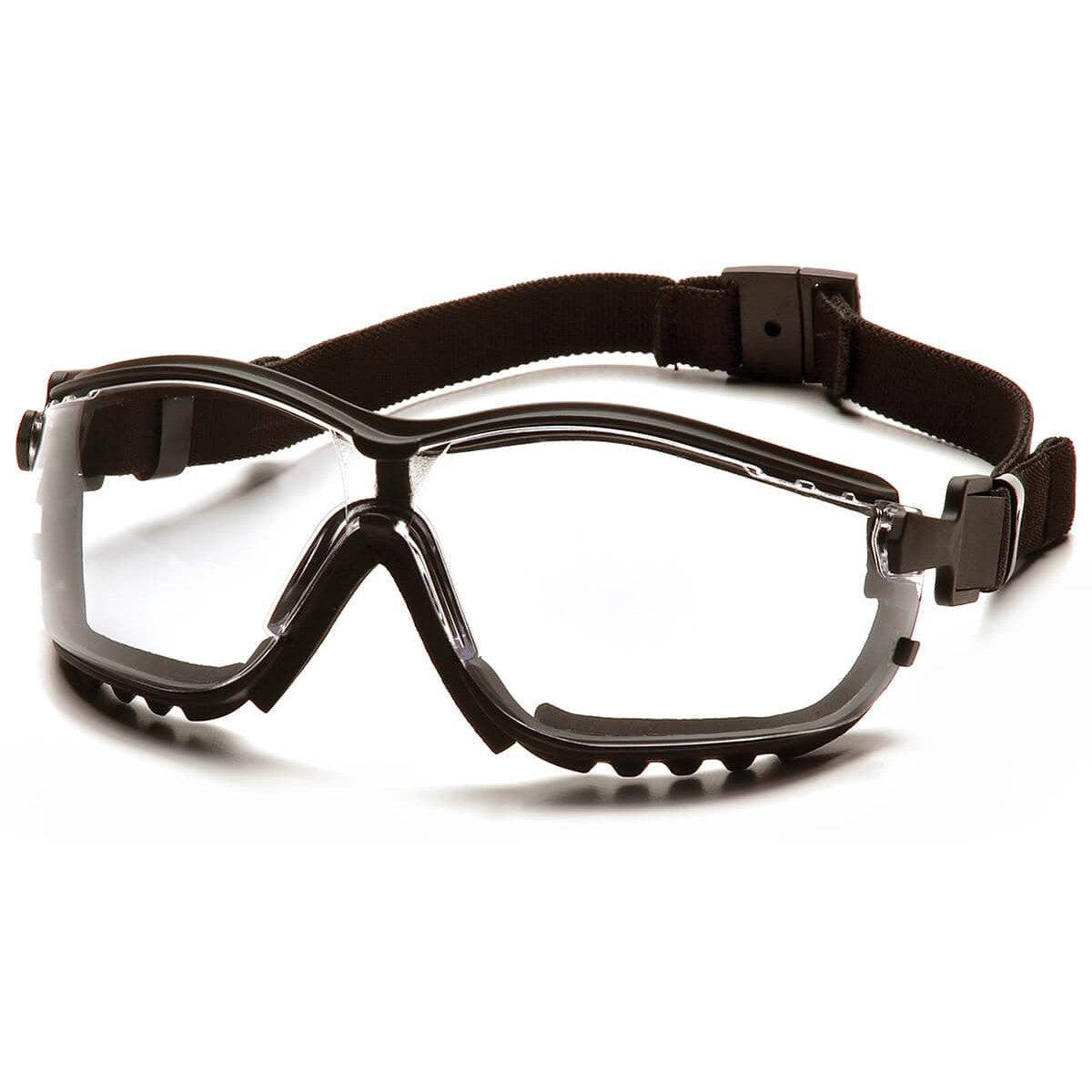 Pyramex V2G Safety Glasses Black Frame Clear Anti-Fog Lens