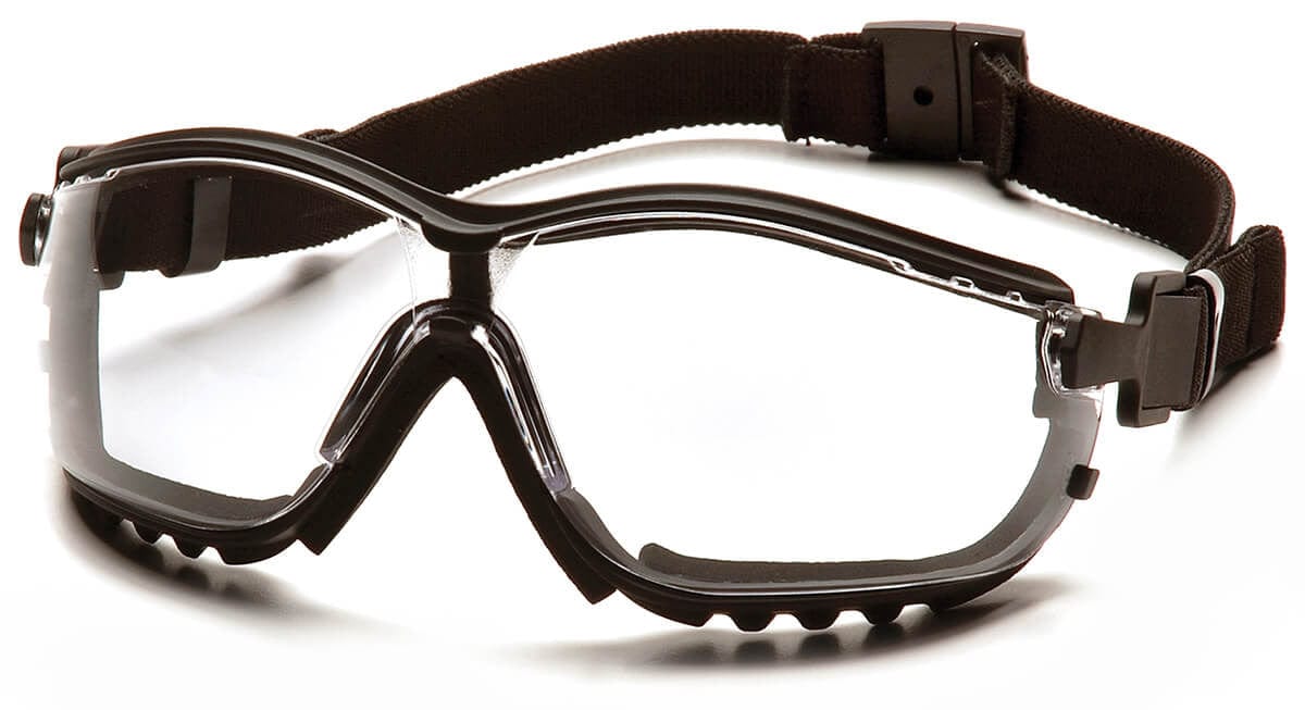 Pyramex V2G Safety Glasses/Goggles with Black Frame and Clear H2MAX Anti-Fog Lens GB1810STM