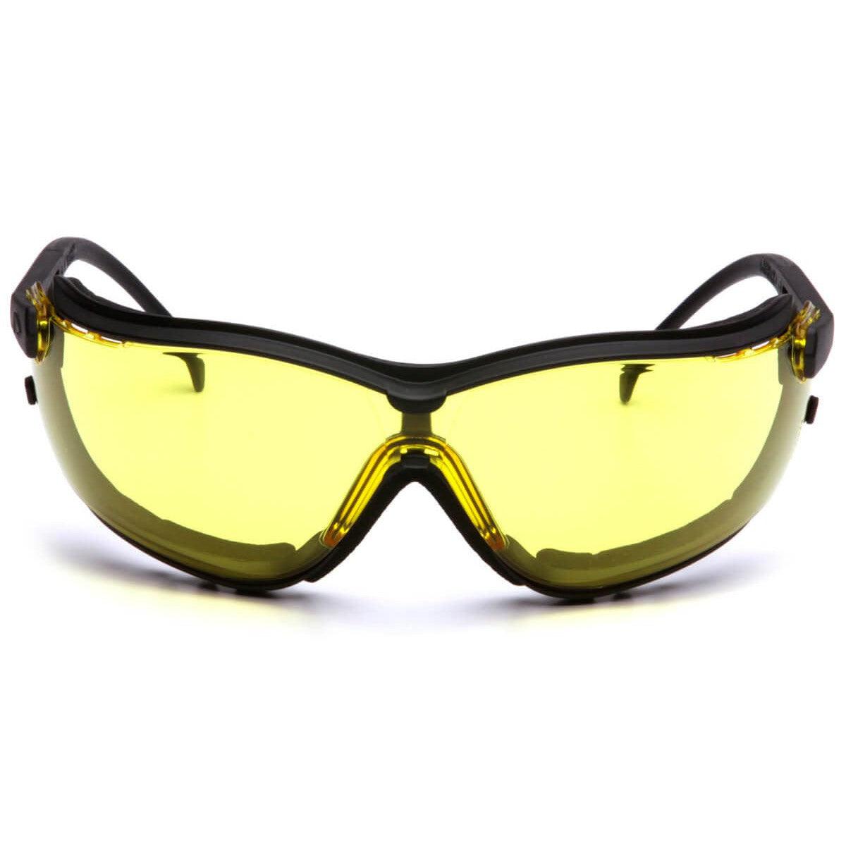 Pyramex V2G Safety Glasses/Goggles with Black Frame and Amber Lens - Front