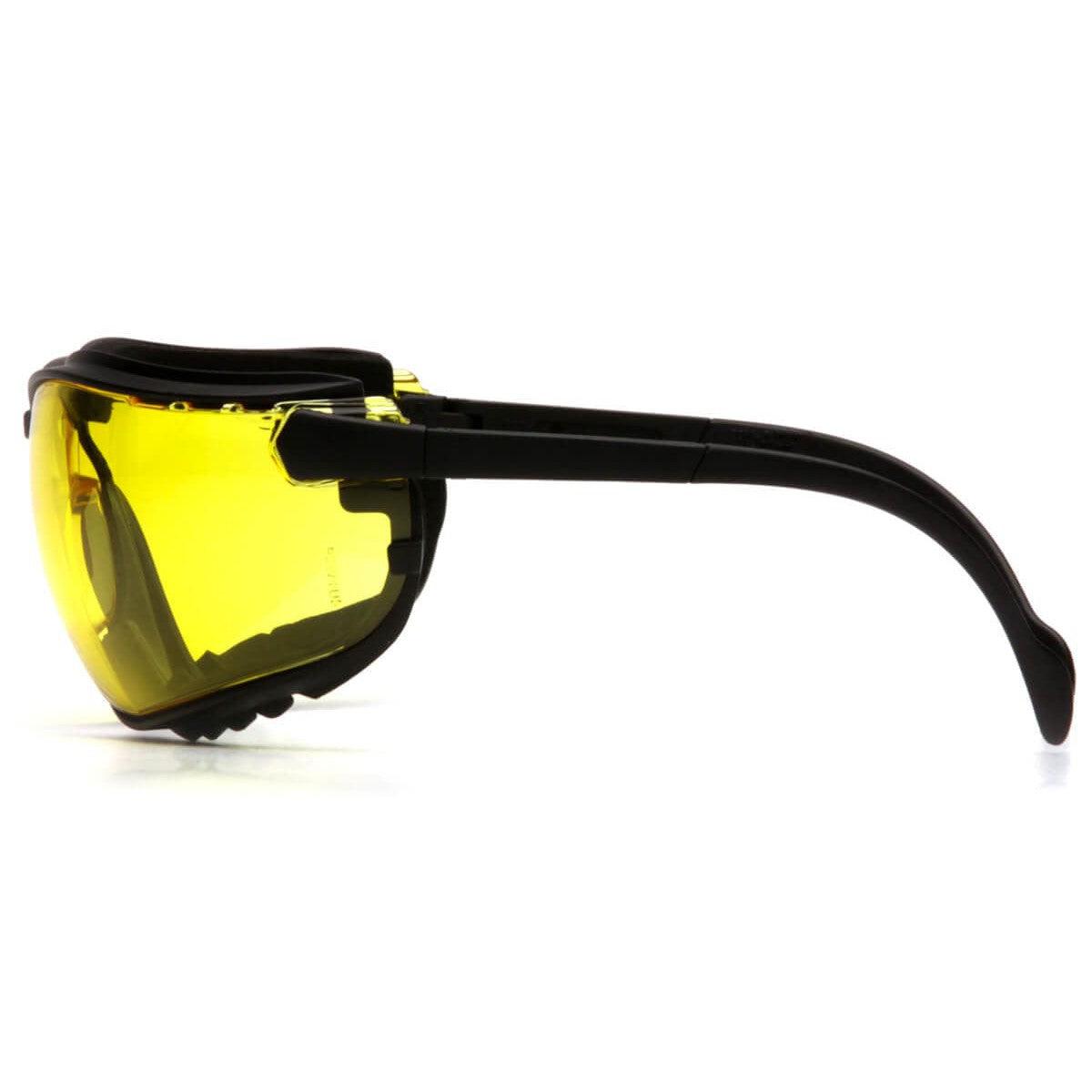 Pyramex V2G Safety Glasses/Goggles with Black Frame and Amber Lens - Side