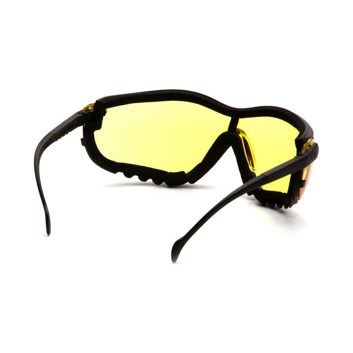 Pyramex V2G Safety Glasses/Goggles with Black Frame and Amber Lens - Back