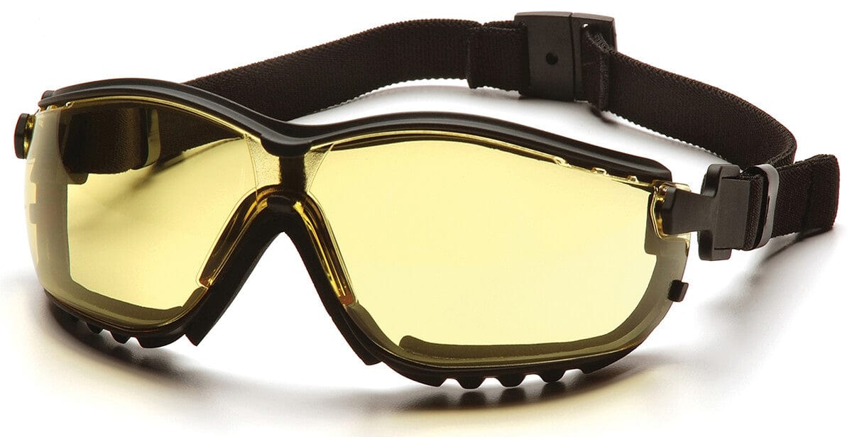 Pyramex V2G Safety Glasses/Goggles with Black Frame and Amber Lens