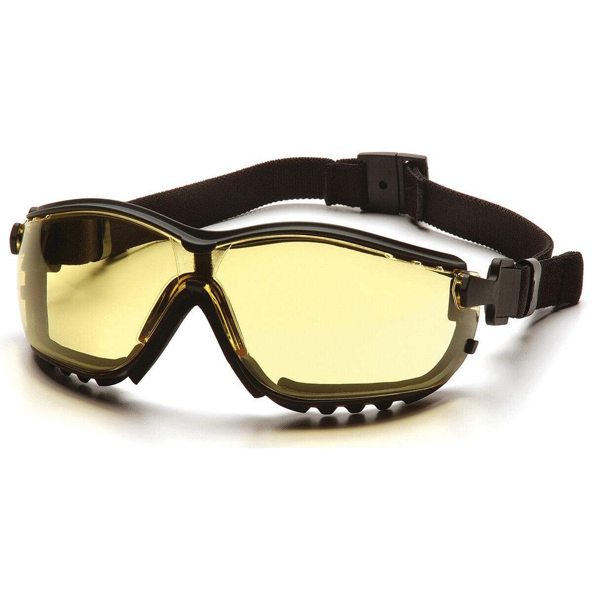 Pyramex V2G Safety Glasses/Goggles with Black Frame and Amber Lens
