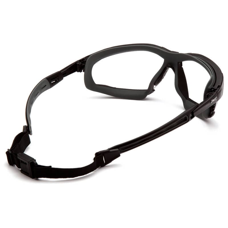 Pyramex Isotope Convertible Safety Glasses/Goggles Black Frame Clear H2MAX Anti-Fog Lens GB9410STM - Back