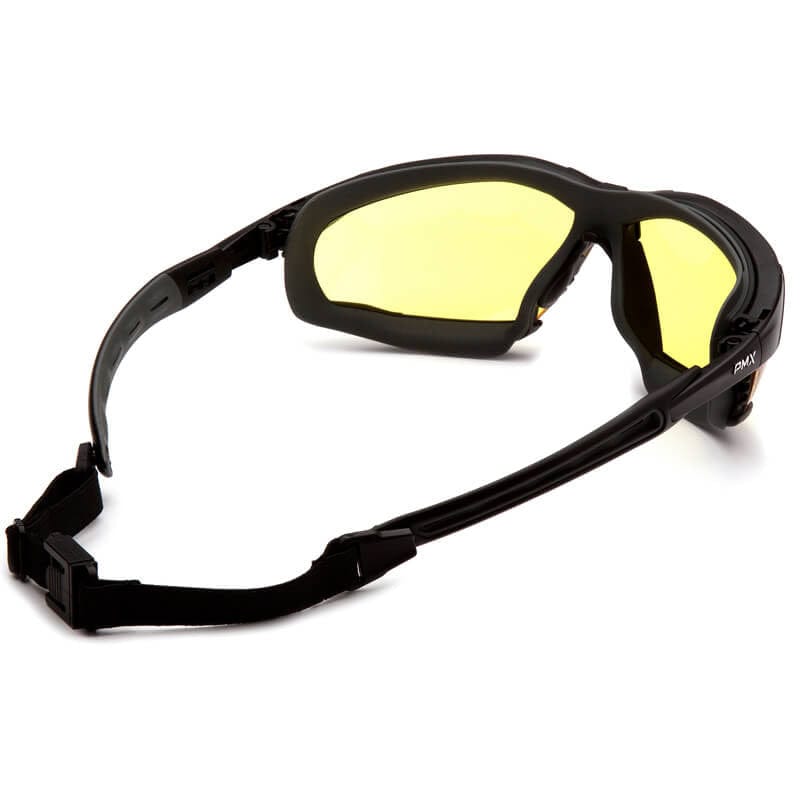 Pyramex Isotope Safety Glasses/Goggles Black Frame Amber H2MAX Anti-Fog Lens GB9430STM - Back