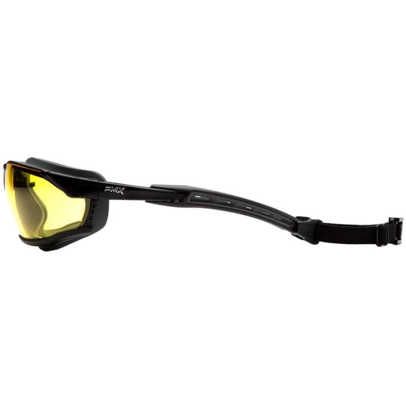 Pyramex Isotope Safety Glasses/Goggles Black Frame Amber H2MAX Anti-Fog Lens GB9430STM - Side
