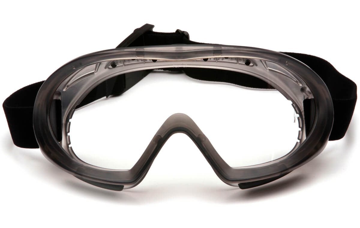 Pyramex Capstone Safety Goggles Gray Frame Clear H2MAX Anti-Fog Lens GG504TM - Front View