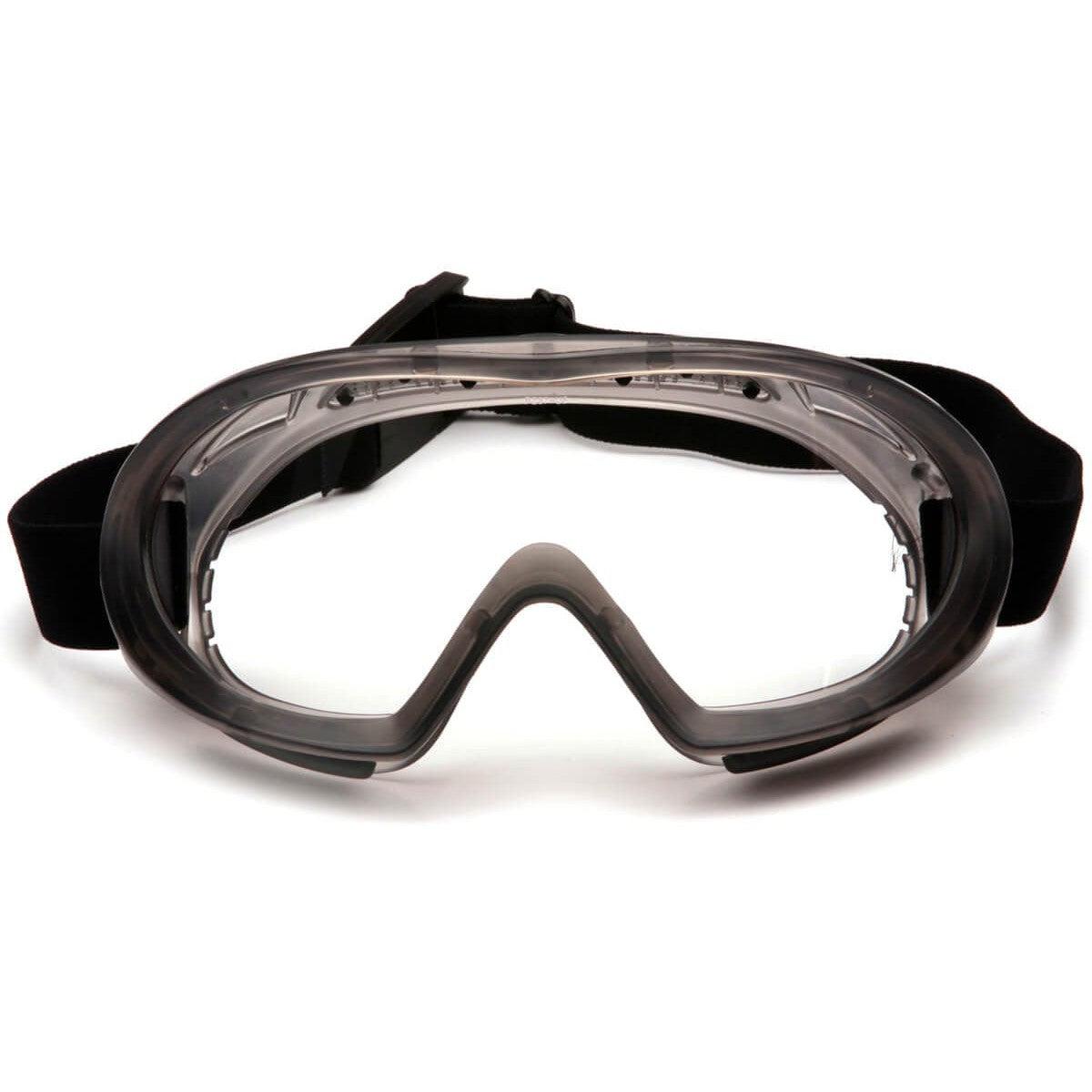Pyramex Capstone Safety Goggles Gray Frame Clear H2MAX Anti-Fog Lens GG504TM - Front View