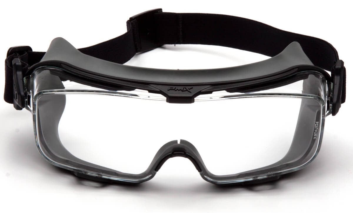 Pyramex Cappture Pro Safety Glasses with Gasket & Strap and H2MAX Clear Anti-Fog Lens GG9910TM - Front View