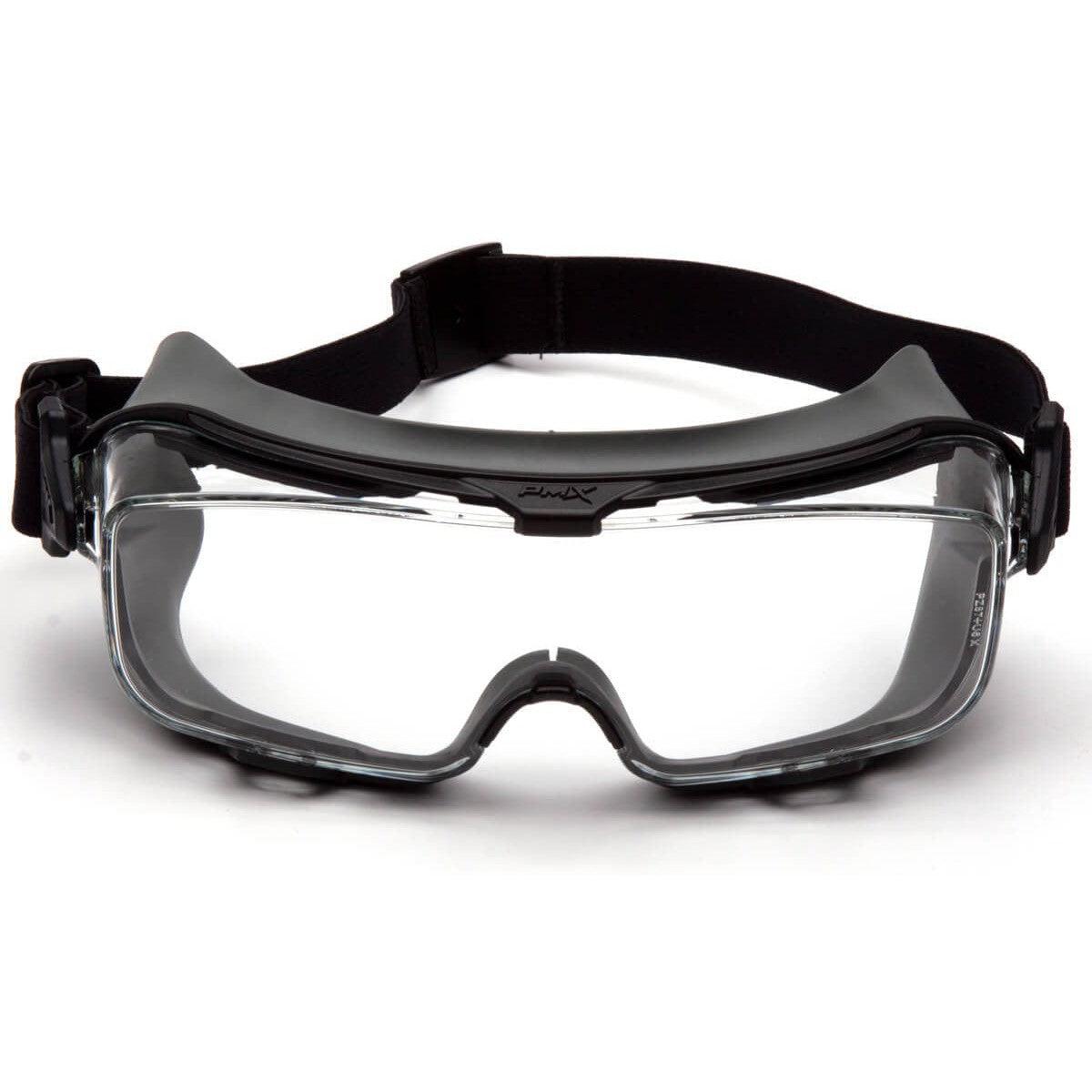 Pyramex Cappture Pro Safety Glasses with Gasket & Strap and H2MAX Clear Anti-Fog Lens GG9910TM - Front View