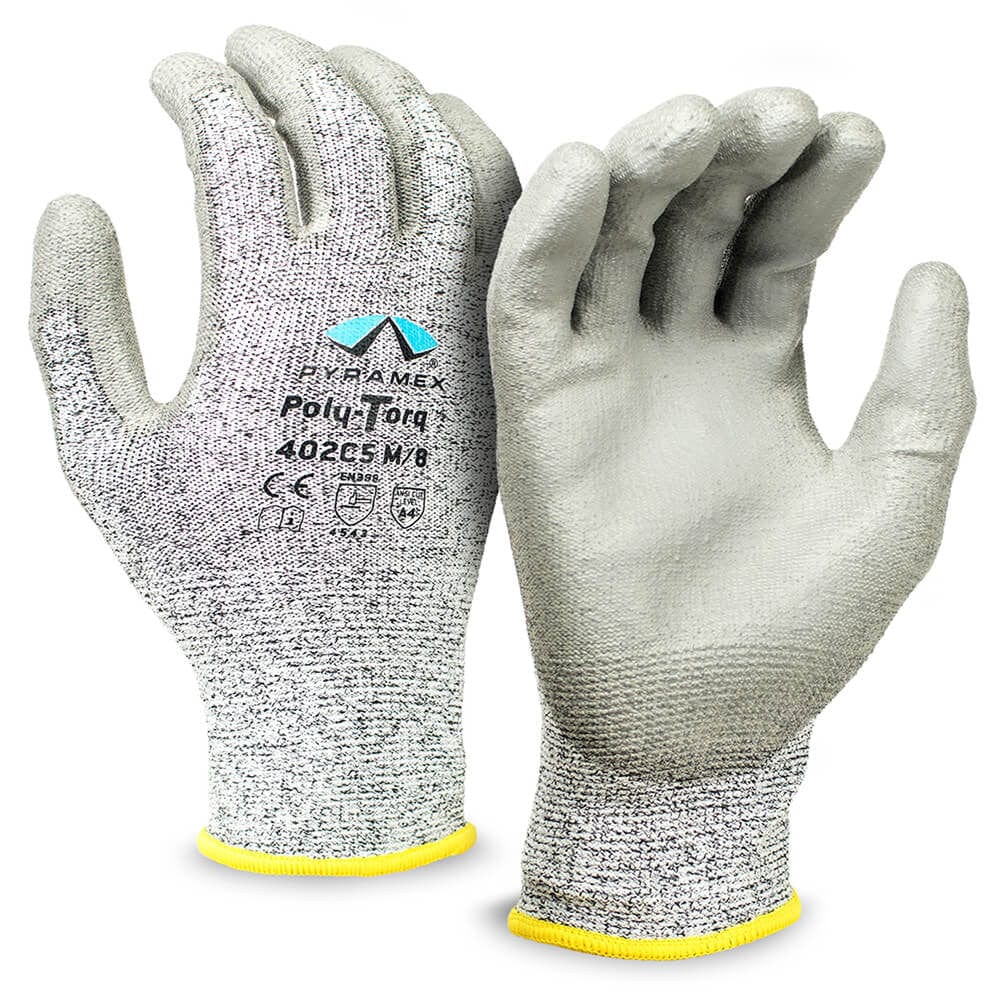 Hyper Tough HPPE ANSI A4 Anti Cut PU Coated Work Gloves, Full Fingers,  Men's Medium Size