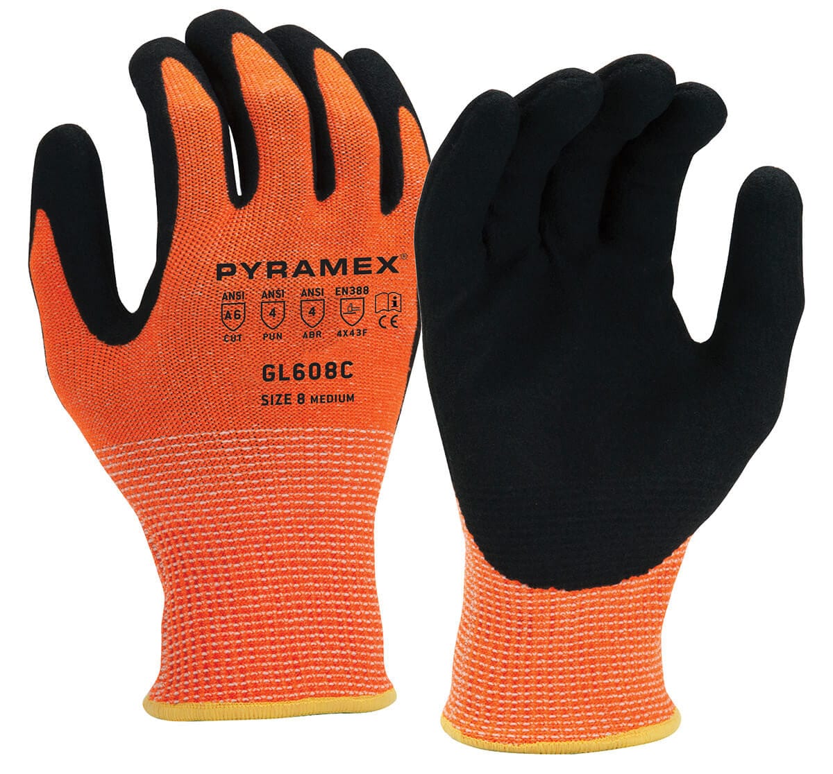 Pyramex GL608C Cut-Resistant A6 Sandy Nitrile Dipped Gloves