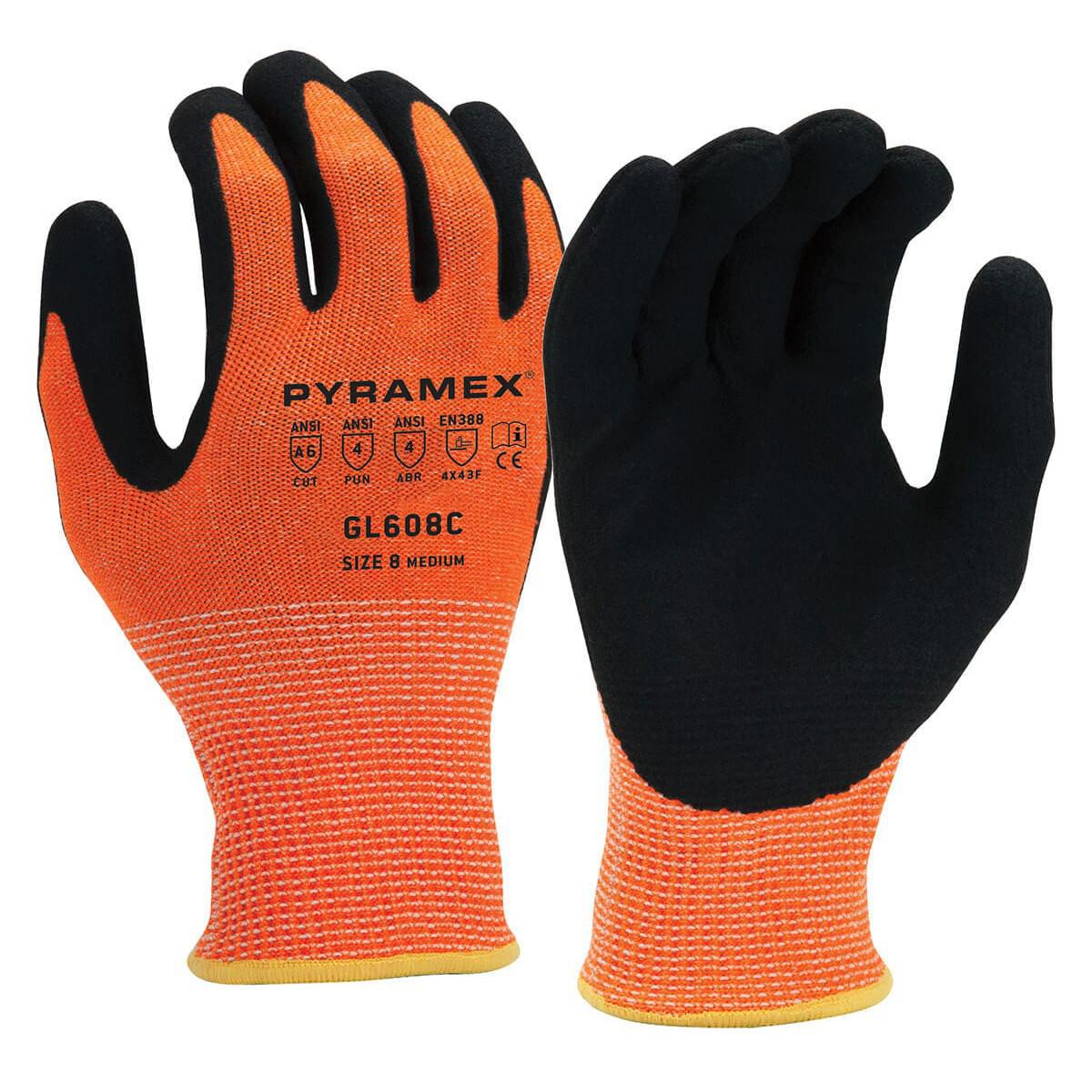Pyramex GL608C Cut-Resistant A6 Sandy Nitrile Dipped Gloves