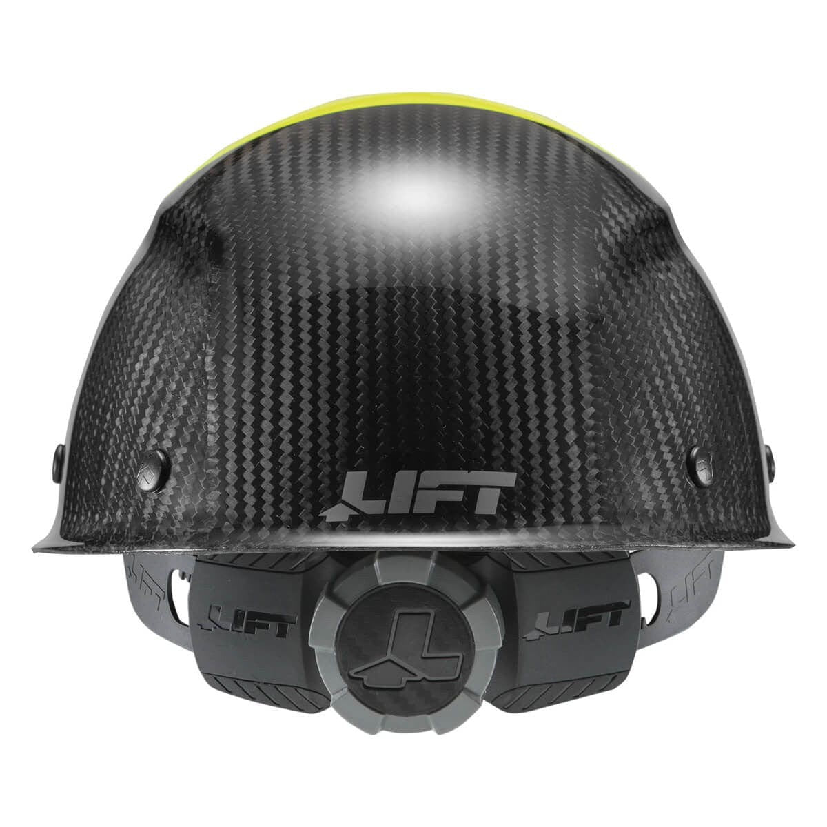 Lift Safety Dax Carbon Fiber Cap Style Fifty 50 Hard Hat with 6-Point Suspension - Yellow/Black Back