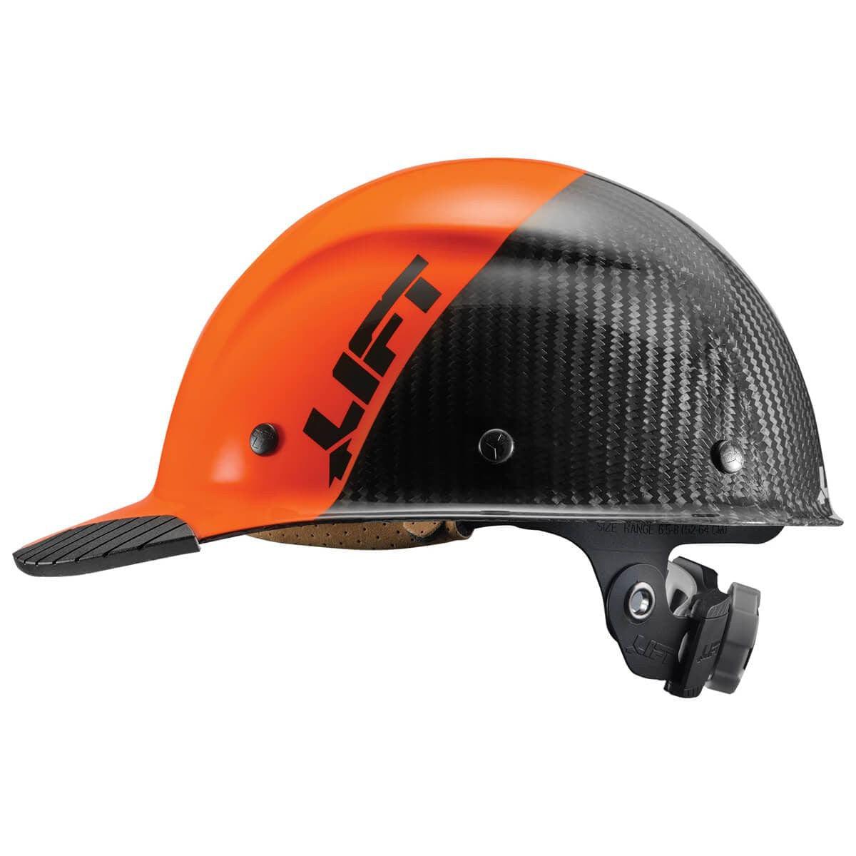 Lift Safety Dax Carbon Fiber Cap Style Fifty 50 Hard Hat with 6-Point Suspension - Orange/Black Side