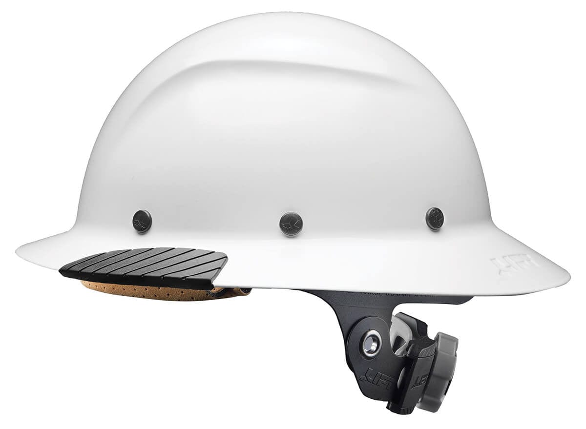 Lift Safety Dax Fiber Resin Full Brim Hard Hat with 6-Point Suspension - Gloss White Side