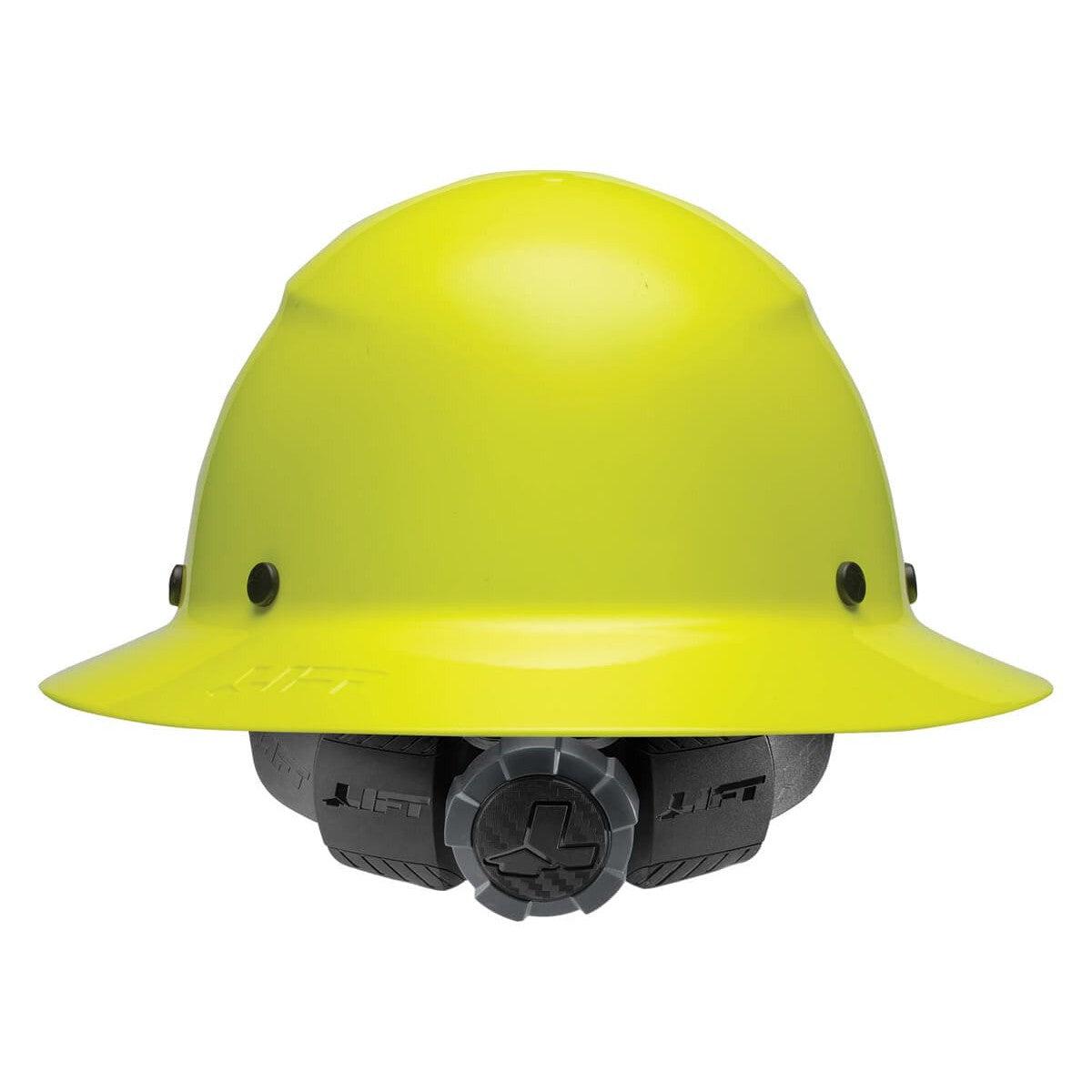 Lift Safety Dax Fiber Resin Full Brim Hi-Viz Hard Hat with 6-Point Suspension - Yellow Back