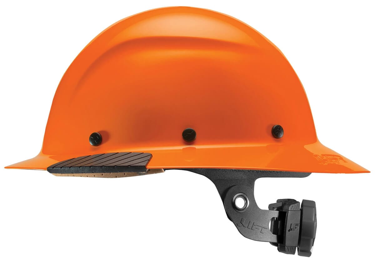 Lift Safety Dax Fiber Resin Full Brim Hi-Viz Hard Hat with 6-Point Suspension - Orange Side