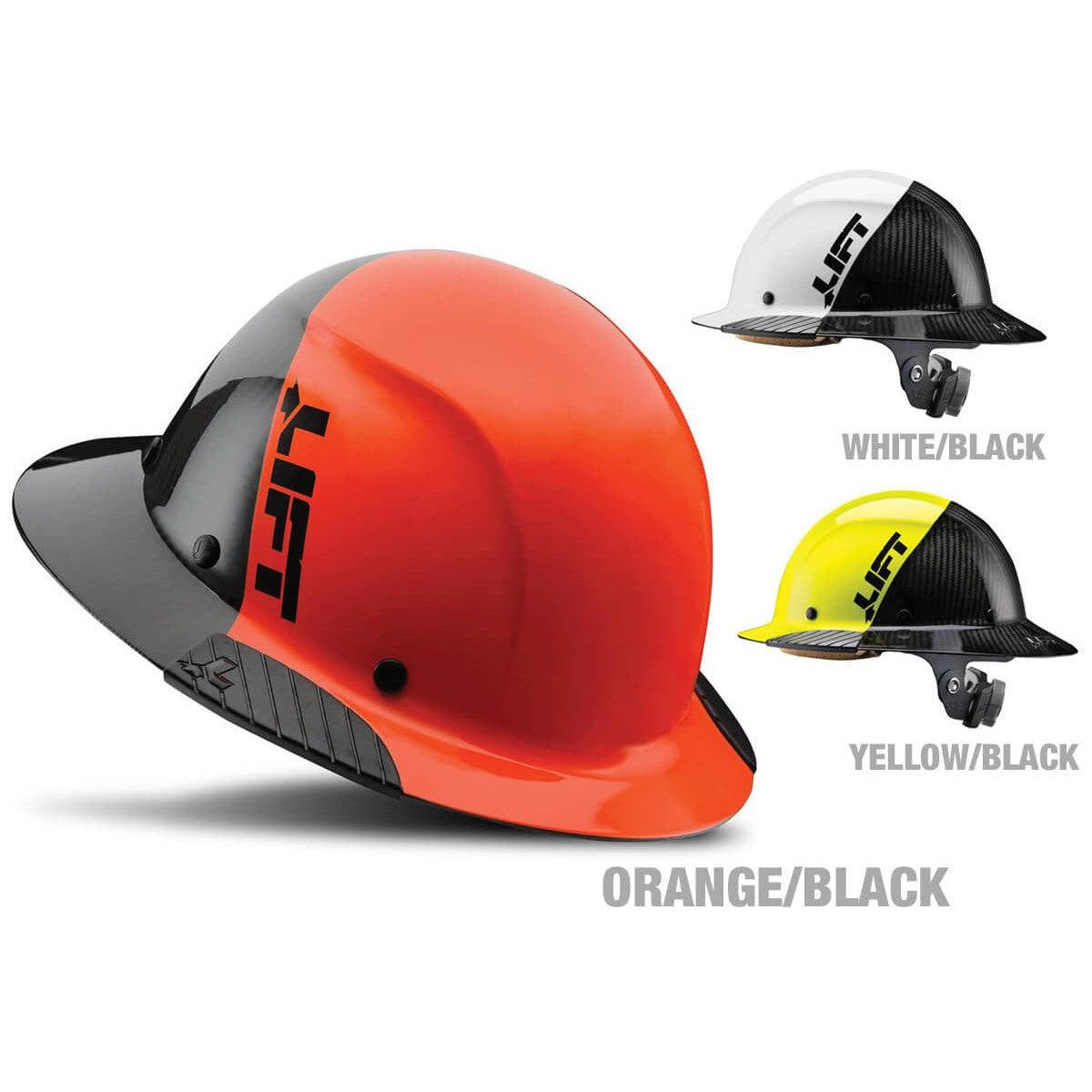 Lift Safety Dax Carbon Fiber Full Brim Fifty 50 Hard Hat with 6-Point Suspension