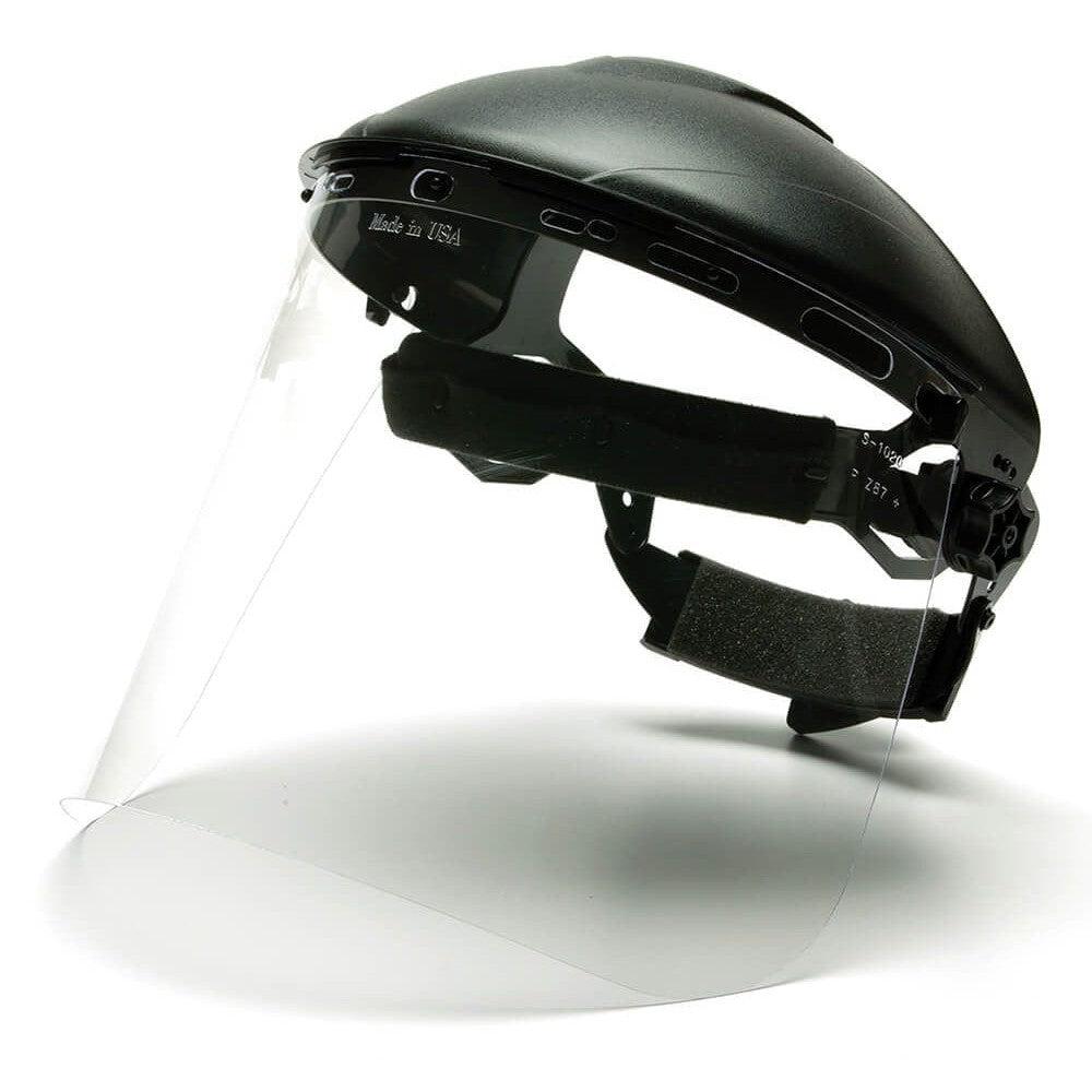 bike helmet with shield near me Pyramex Ridgeline Headgear with Face Shield Kit