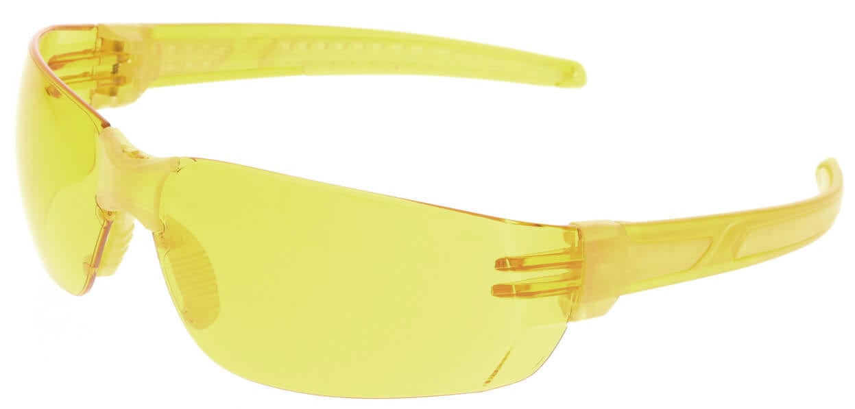 Crews HK2 Safety Glasses with Yellow Frame and Amber MAX6 Anti-Fog Lens