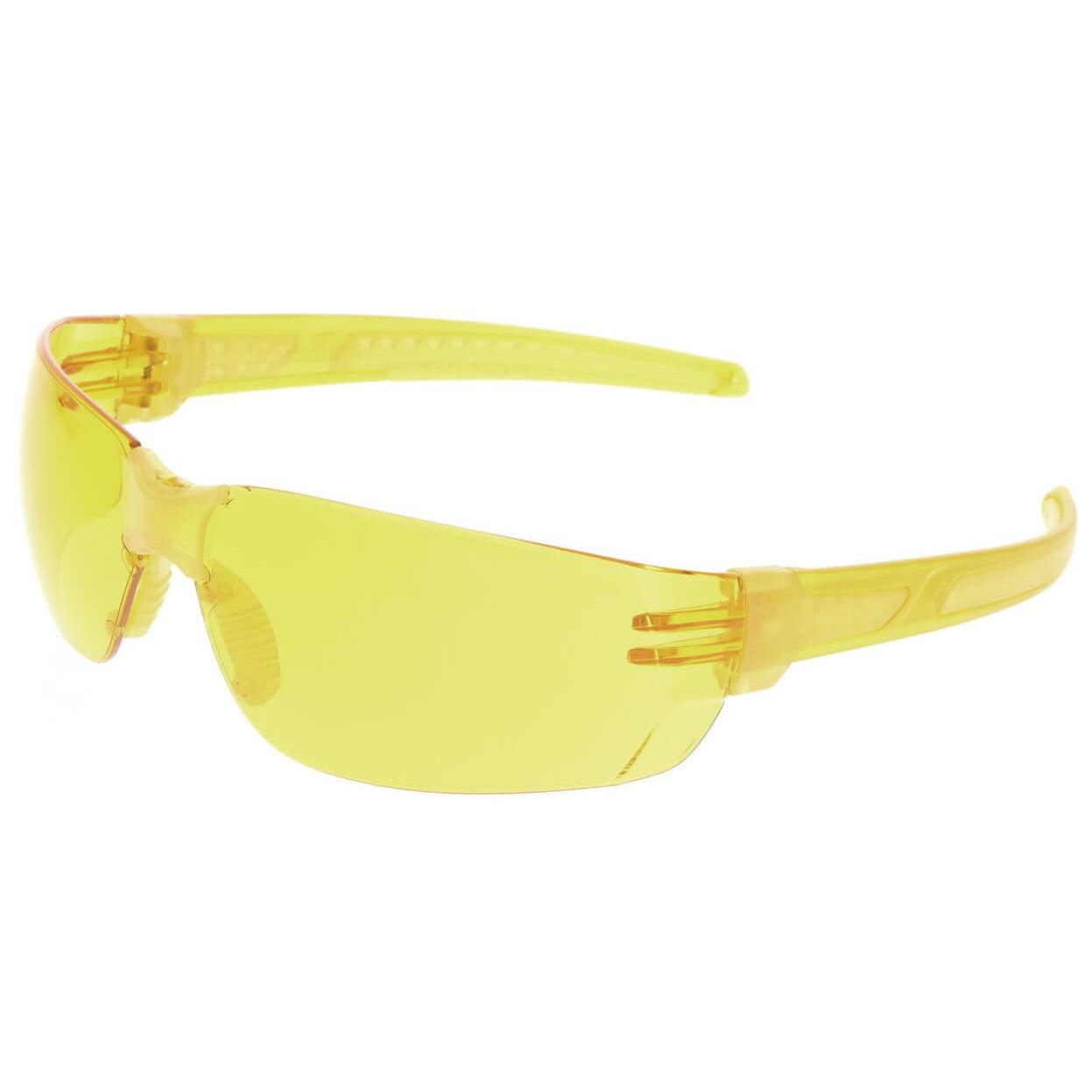 Crews HK2 Safety Glasses with Yellow Frame and Amber MAX6 Anti-Fog Lens