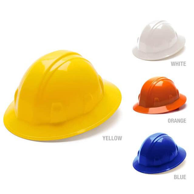 Pyramex Full Brim Hard Hat with 6-Point Ratchet Suspension