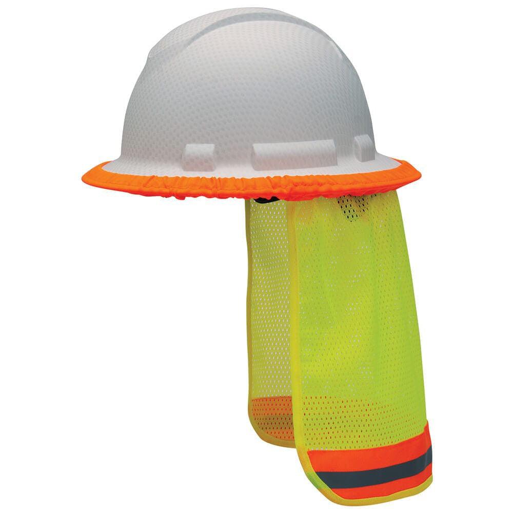 Pyramex Hard Hat Mesh Neck Shade, Hi-Vis Lime