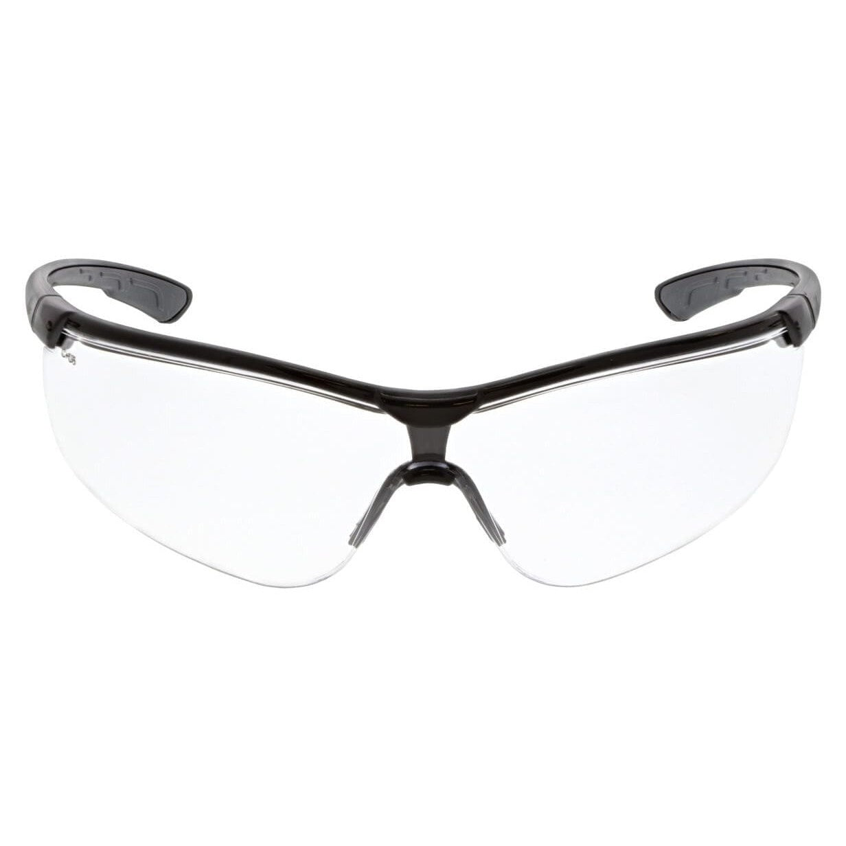 MCR Safety Klondike KD7 Safety Glasses with Black Frame and Clear UV-AF Lens KD710AF - Front View