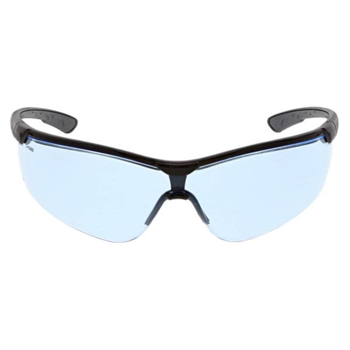 MCR Safety Klondike KD7 Safety Glasses with Black Frame and Light Blue UV-AF Lens KD713AF - Front View
