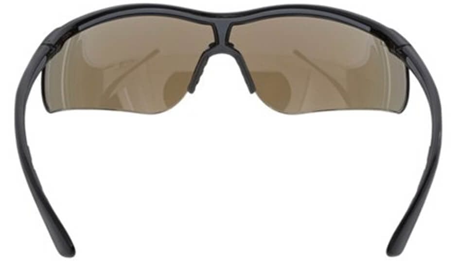 MCR Safety Klondike KD7 Safety Glasses with Black Frame and Blue Diamond Mirror Lens KD718B - Back View