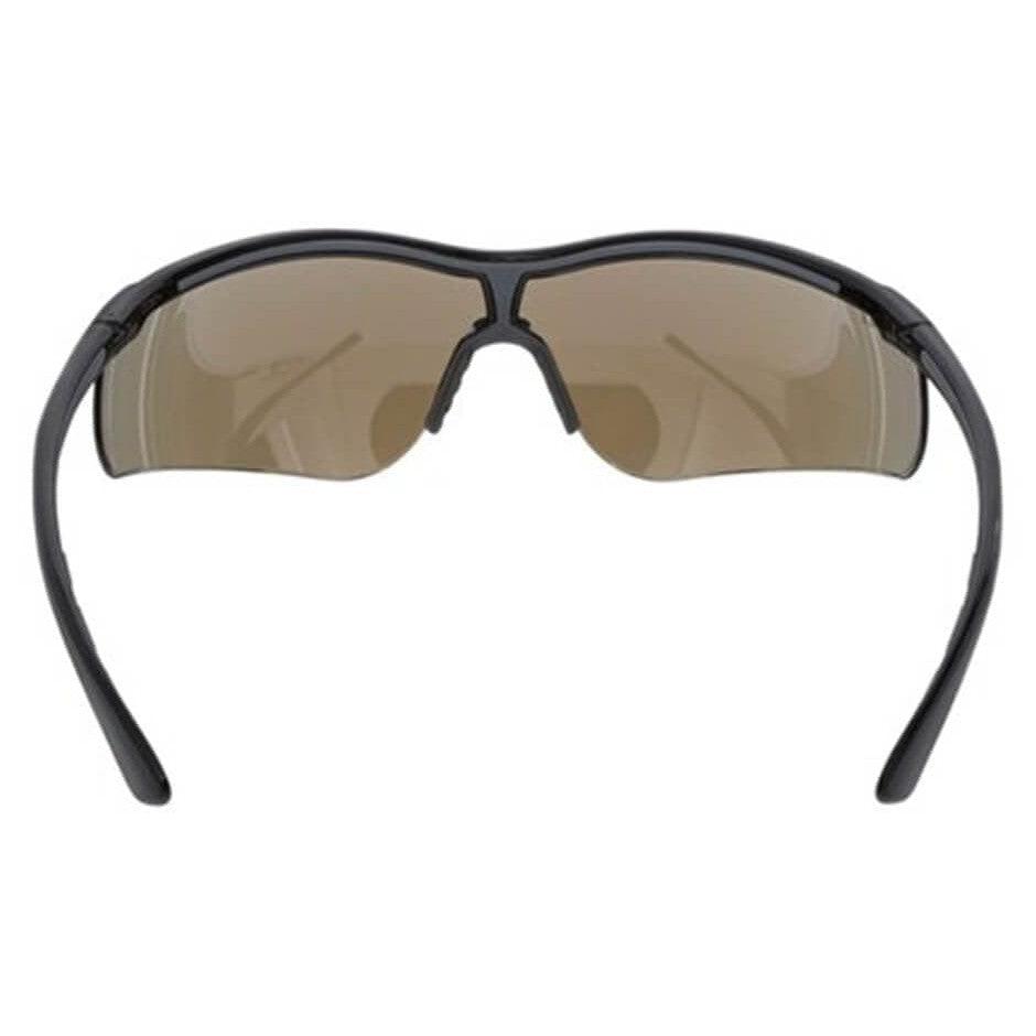 MCR Safety Klondike KD7 Safety Glasses with Black Frame and Blue Diamond Mirror Lens KD718B - Back View
