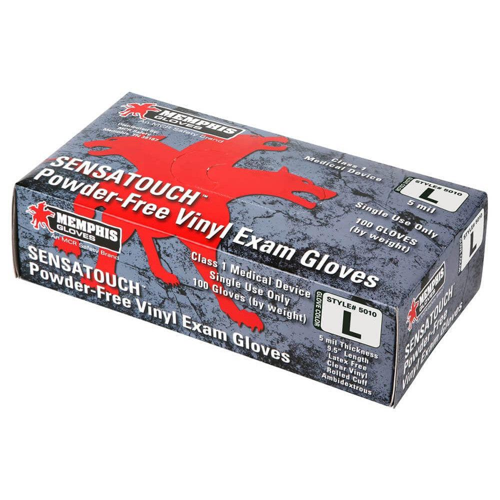 MCR SensaTouch Disposable Gloves, Clear Vinyl, Medical Grade, Powder Free, 5-Mil Box 100 Alternate Box Design