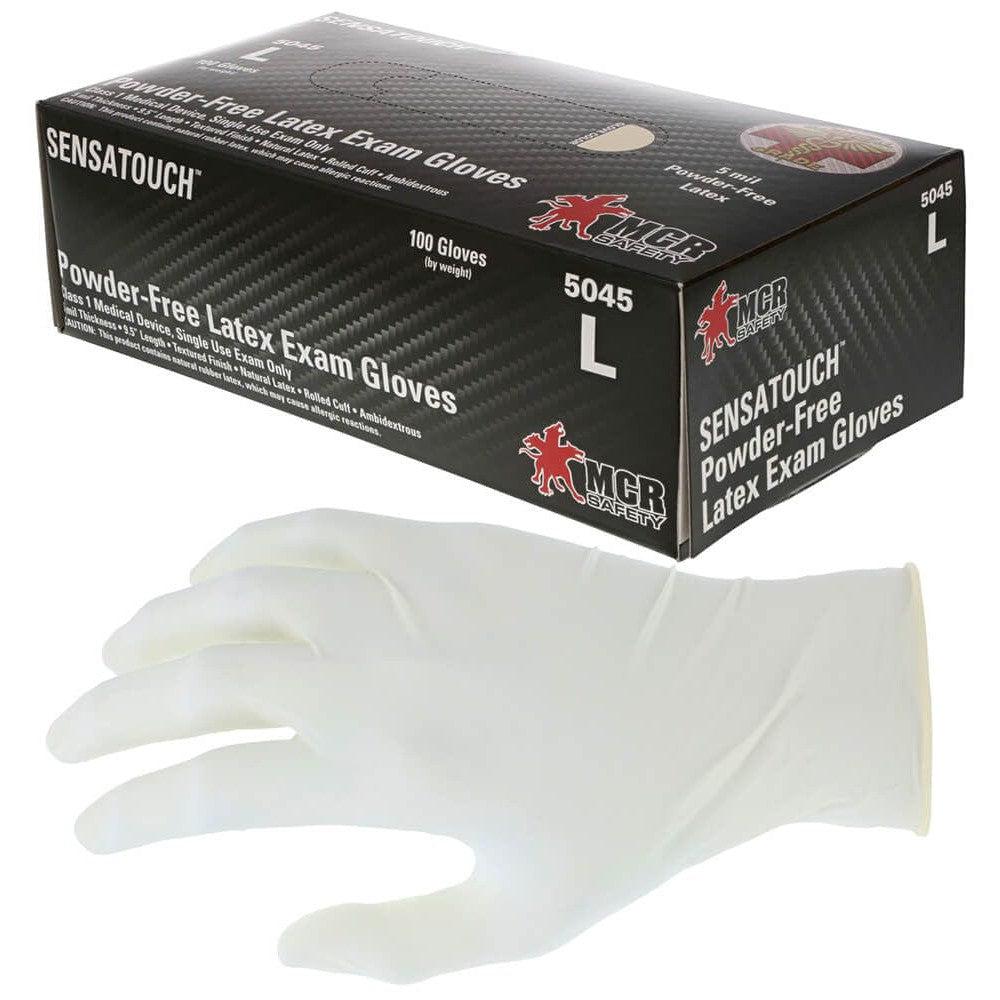 MCR SensaTouch Disposable Gloves, Natural Latex, Medical Grade, Powder Free, 5-Mil (Box 100)
