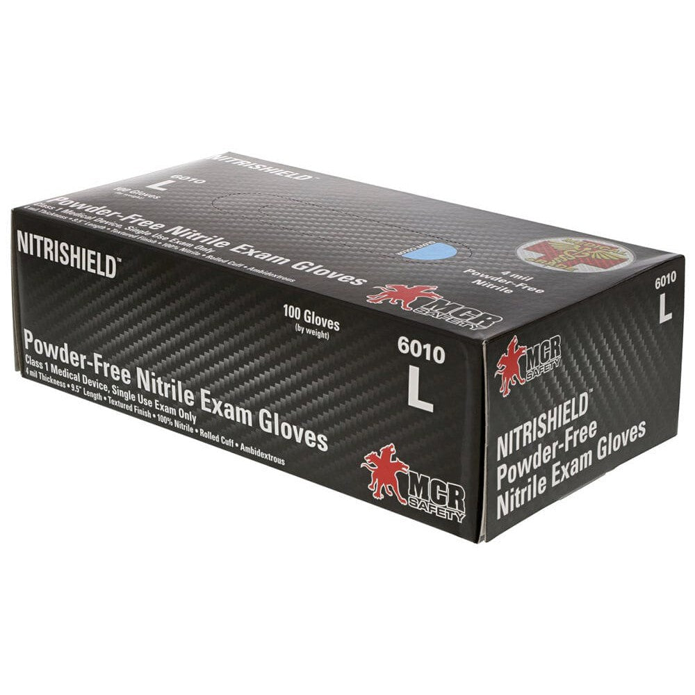 MCR NitriShield Disposable Gloves, Blue, Medical Grade, Powder Free, 4-Mil (Box 100) - Box