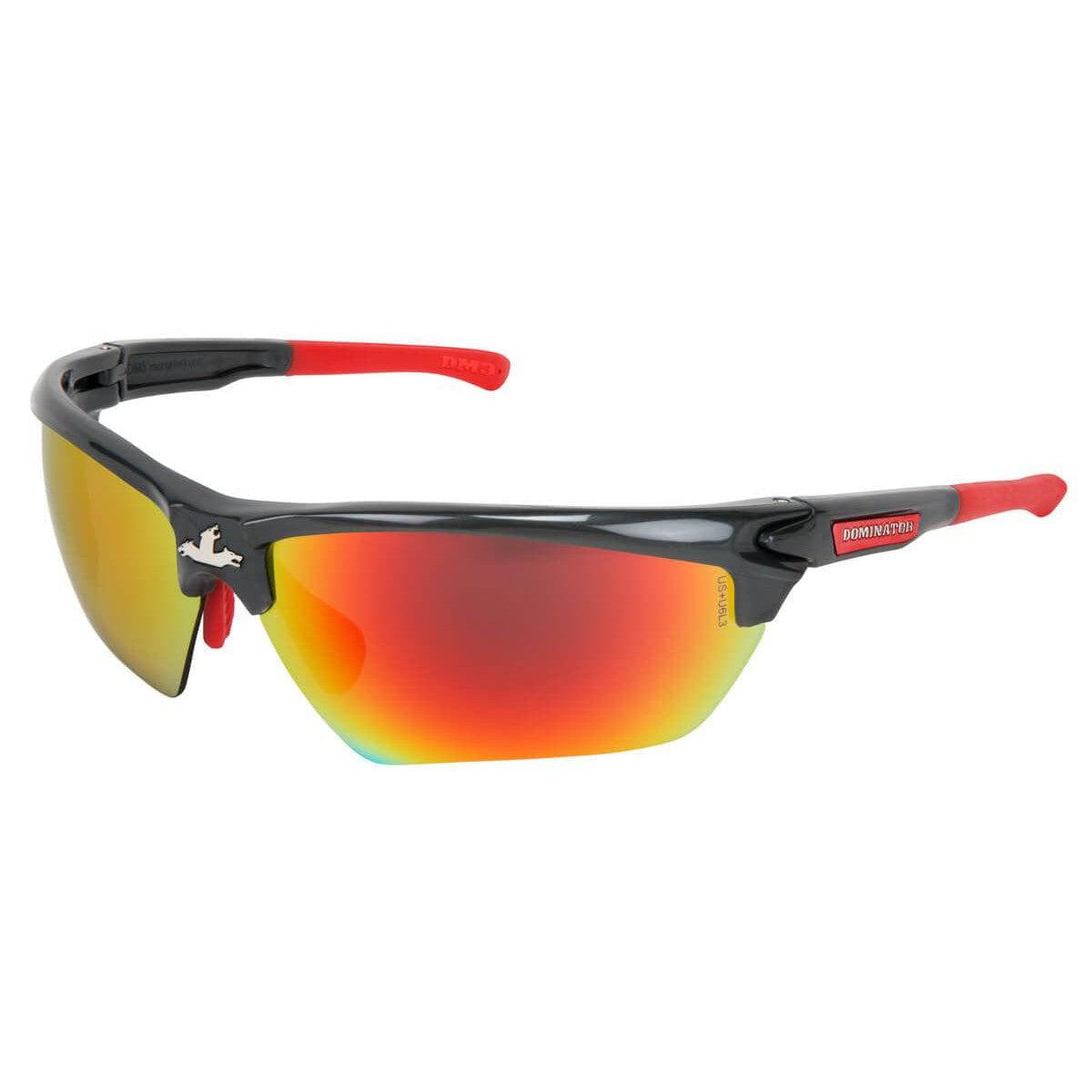 MCR Safety Dominator 3 Safety Glasses with Gunmetal Colored Frame and Fire Mirror Lenses DM131R