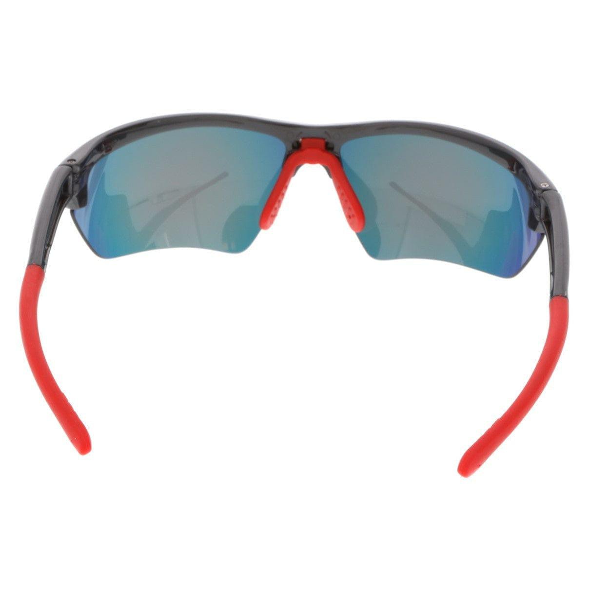MCR Safety DM131R Dominator DM3 Safety Glasses Gray Red Frame Red Mirror Lenses adjustable nose bridge view