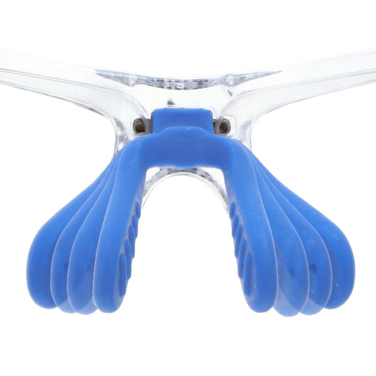 MCR Safety DM1320PF Dominator DM3 Safety Glasses Blue Clear Frame Clear MAX6 Anti-Fog Lenses flexible nosepiece view