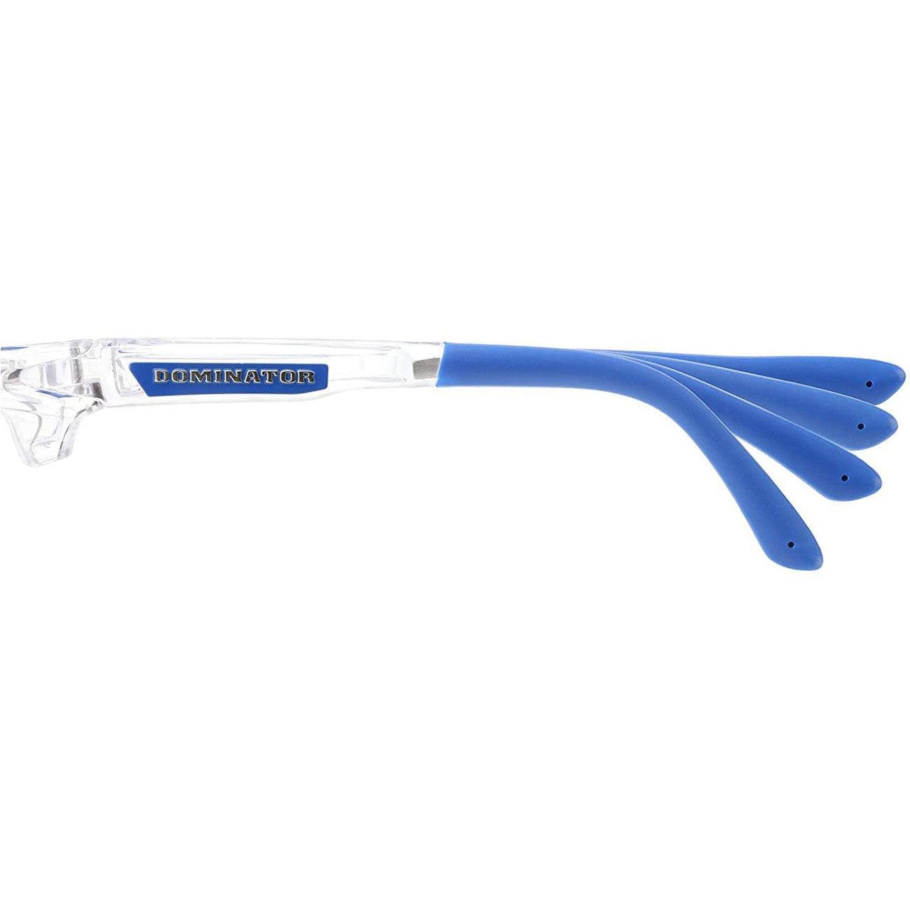MCR Safety DM1328B Dominator DM3 Safety Glasses Blue Clear Frame with Blue Mirror Lenses adjustable temple arm view