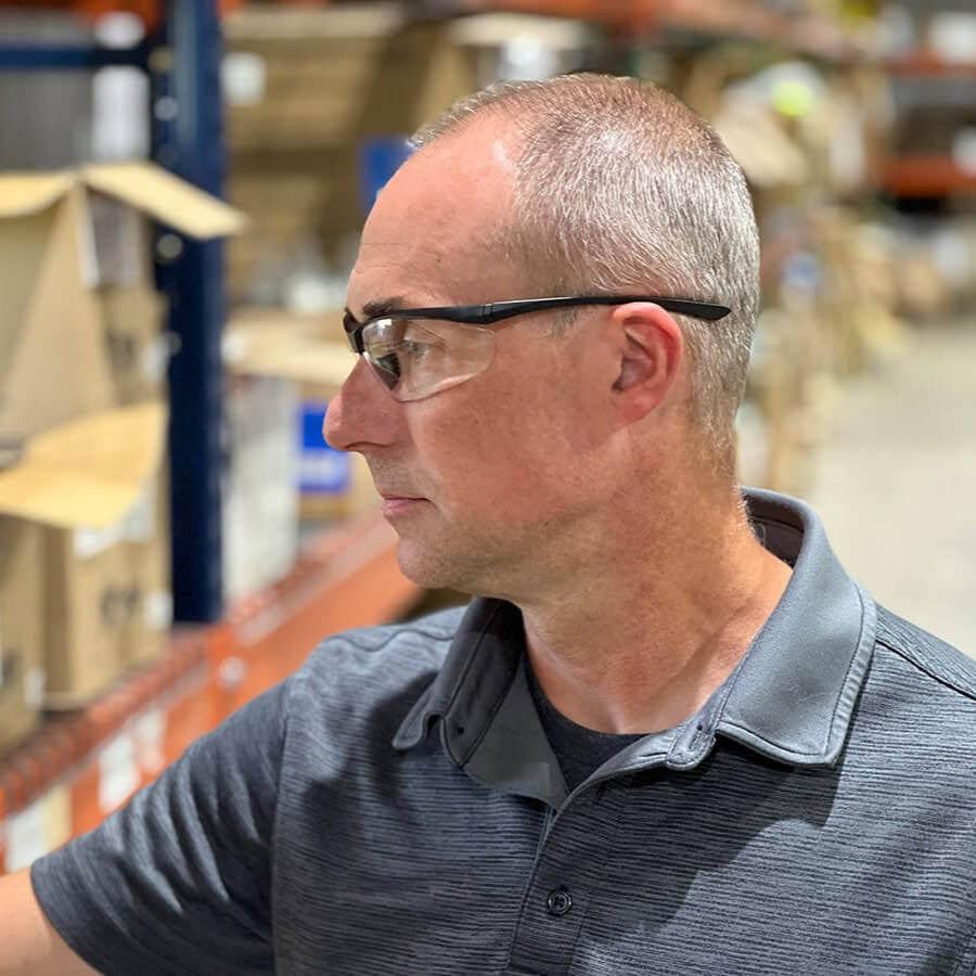 MCR Safety VL2 Dual Reader Safety Glasses with Clear Lenses and Upper Lower Diopters worker 3