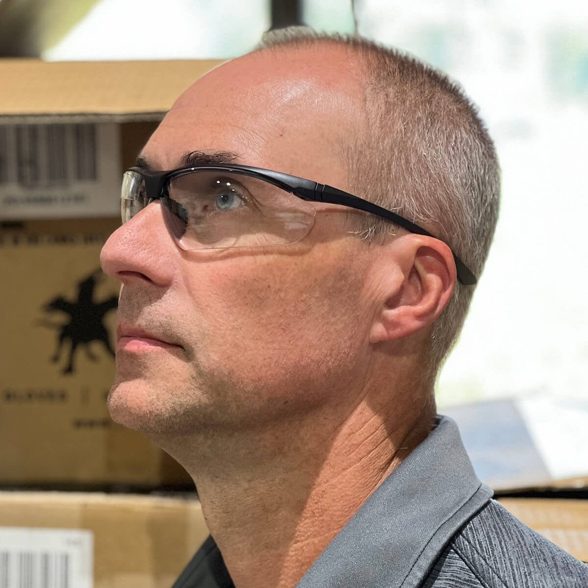 MCR Safety VL2 Dual segment Reader Safety Glasses with Clear Lenses and Upper Lower Diopters worker 1