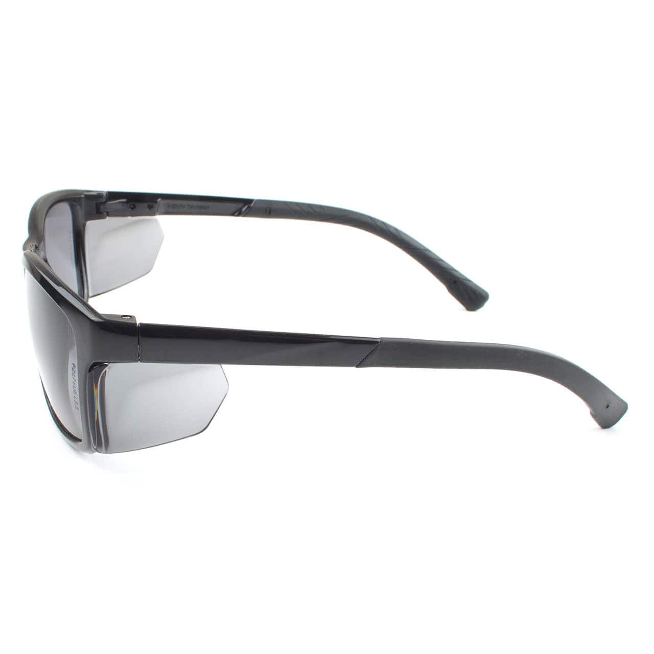 Metel M40 Safety Glasses with Black Frame and Gray Lenses Side View