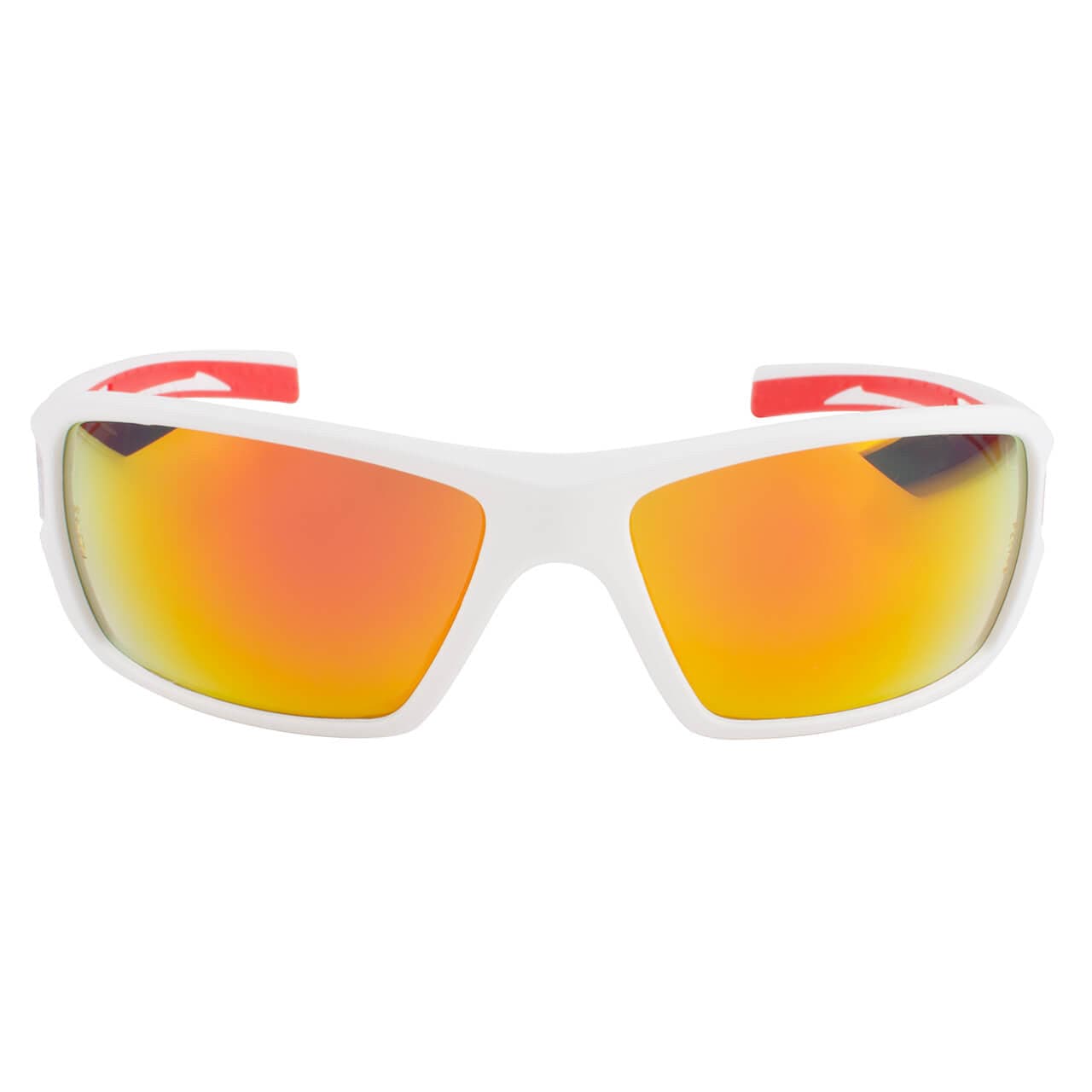 Metel M30 Safety Glasses with White Frame and Orange Mirror Lenses Front View