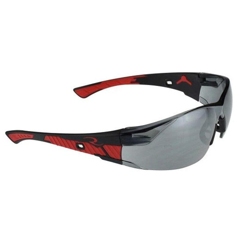 Radians Obliterator Safety Glasses with Black/Red Frame and Silver Mirror Lens